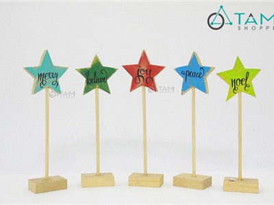 Cây ngôi sao viết chữ để bàn bằng gỗ số 23